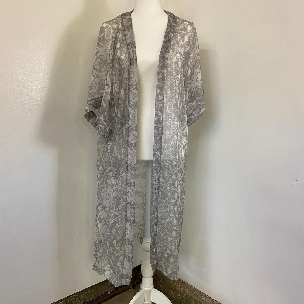 Rachel Zoe Gray Snake Print Kimono - One Size